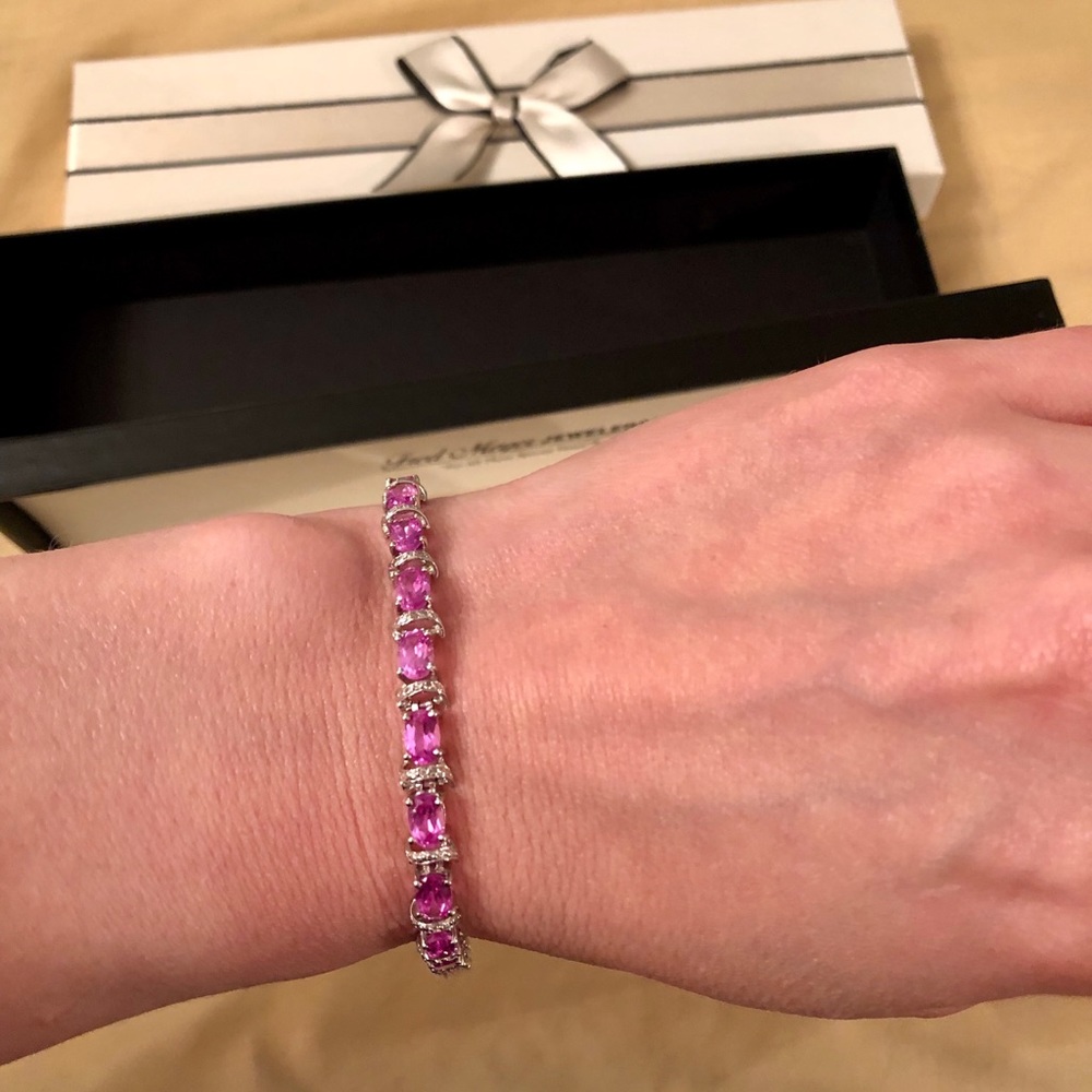 Zales pink sapphire & diamond chip bracelet